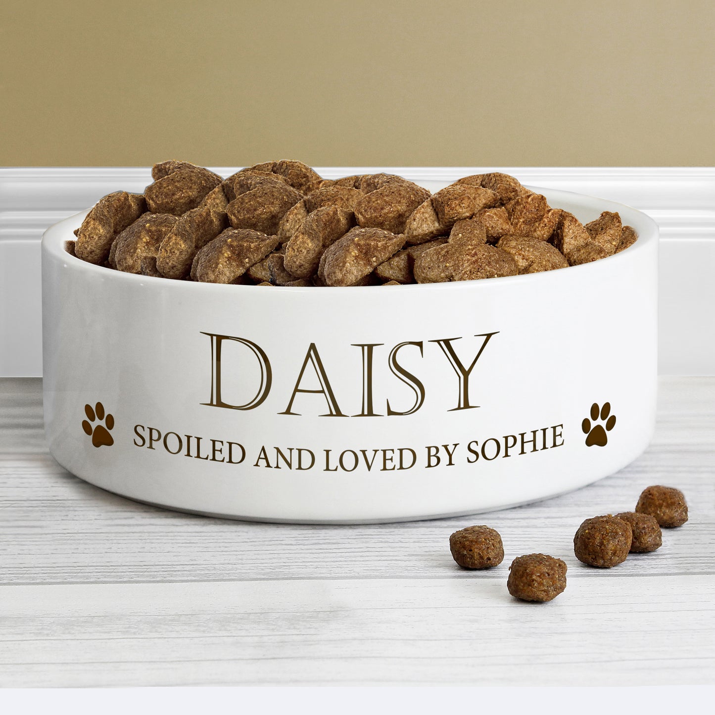 Personalised Paws 14cm Medium White Pet Bowl