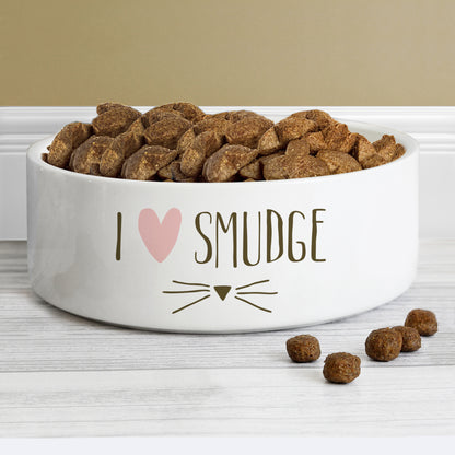 Personalised Cat Features 14cm Medium White Pet Bowl