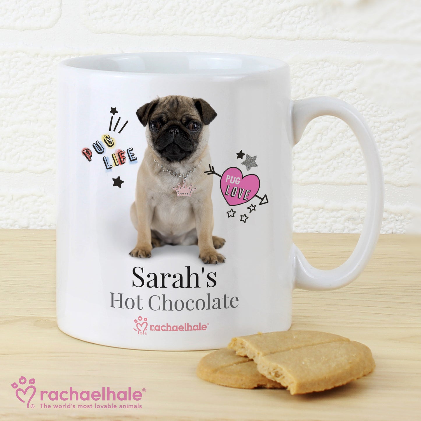 Personalised Rachael Hale Doodle Pug Mug