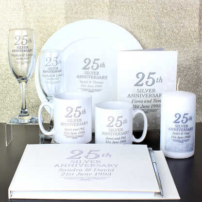 Personalised 25th Silver Anniversary Mug Set