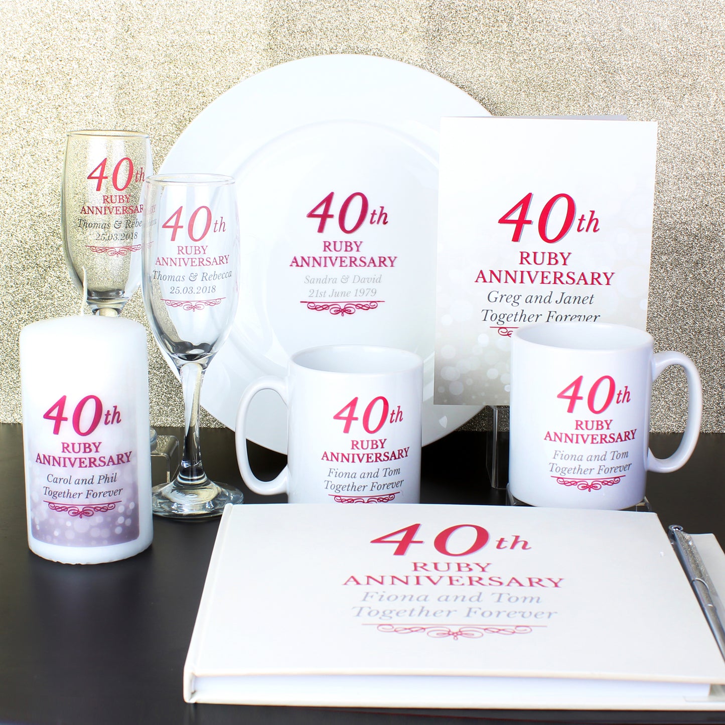 Personalised 40th Ruby Anniversary Mug Set