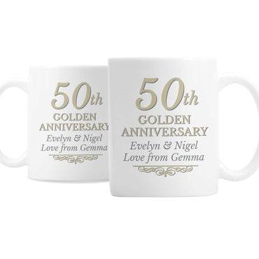 Personalised 50th Golden Anniversary Mug Set