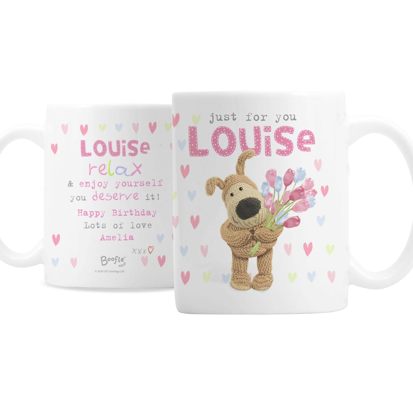 Personalised Boofle Birthday Flowers Mug