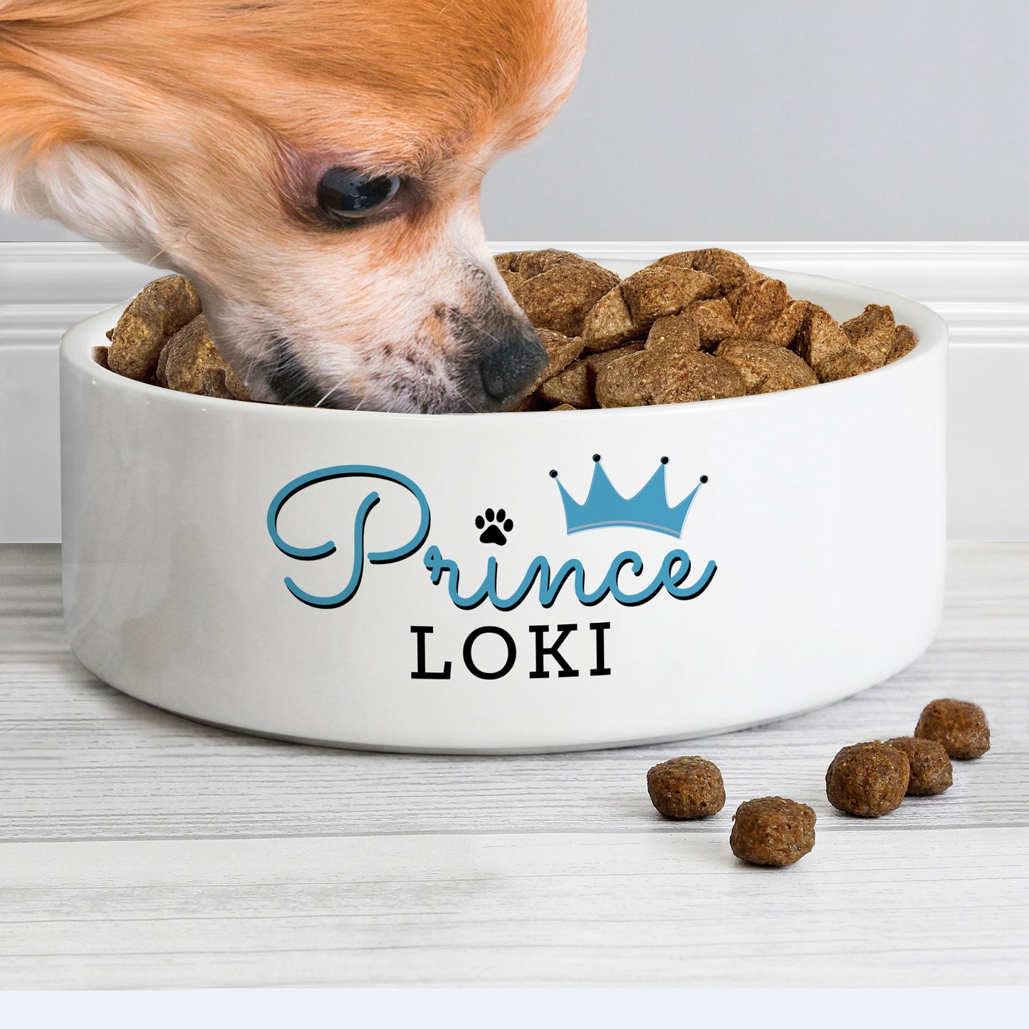 Personalised Princess 14cm Medium Ceramic White Pet Bowl