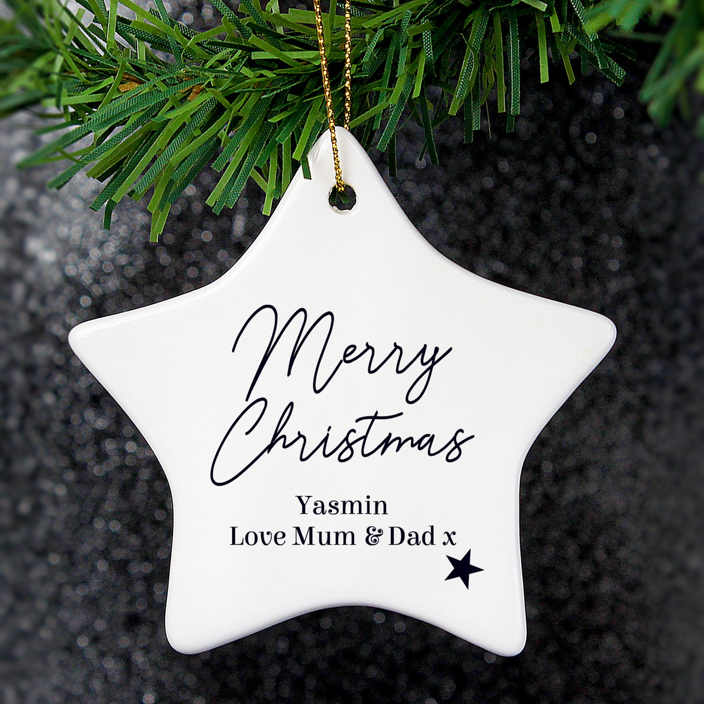 Personalised Free Text Ceramic Star Decoration