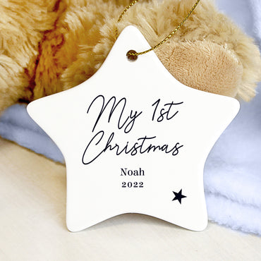 Personalised Free Text Ceramic Star Decoration