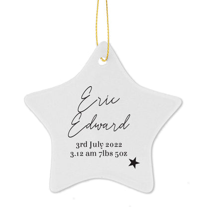 Personalised Free Text Ceramic Star Decoration