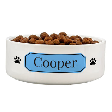 Personalised Blue Plaque 14cm Medium Pet Bowl