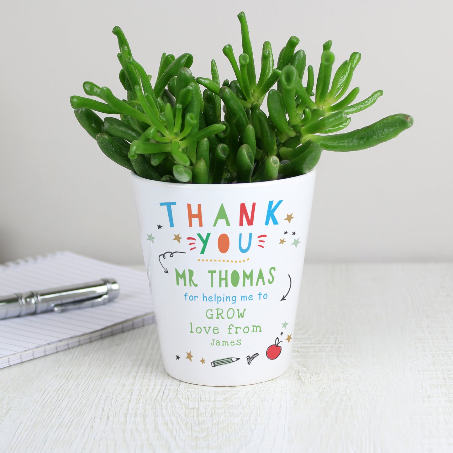 Personalised Thank You Teacher Plant Pot