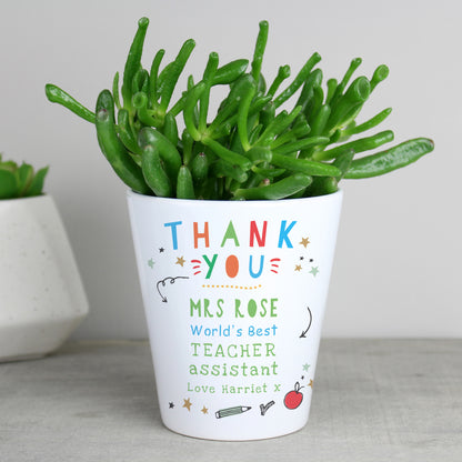 Personalised Thank You Teacher Plant Pot