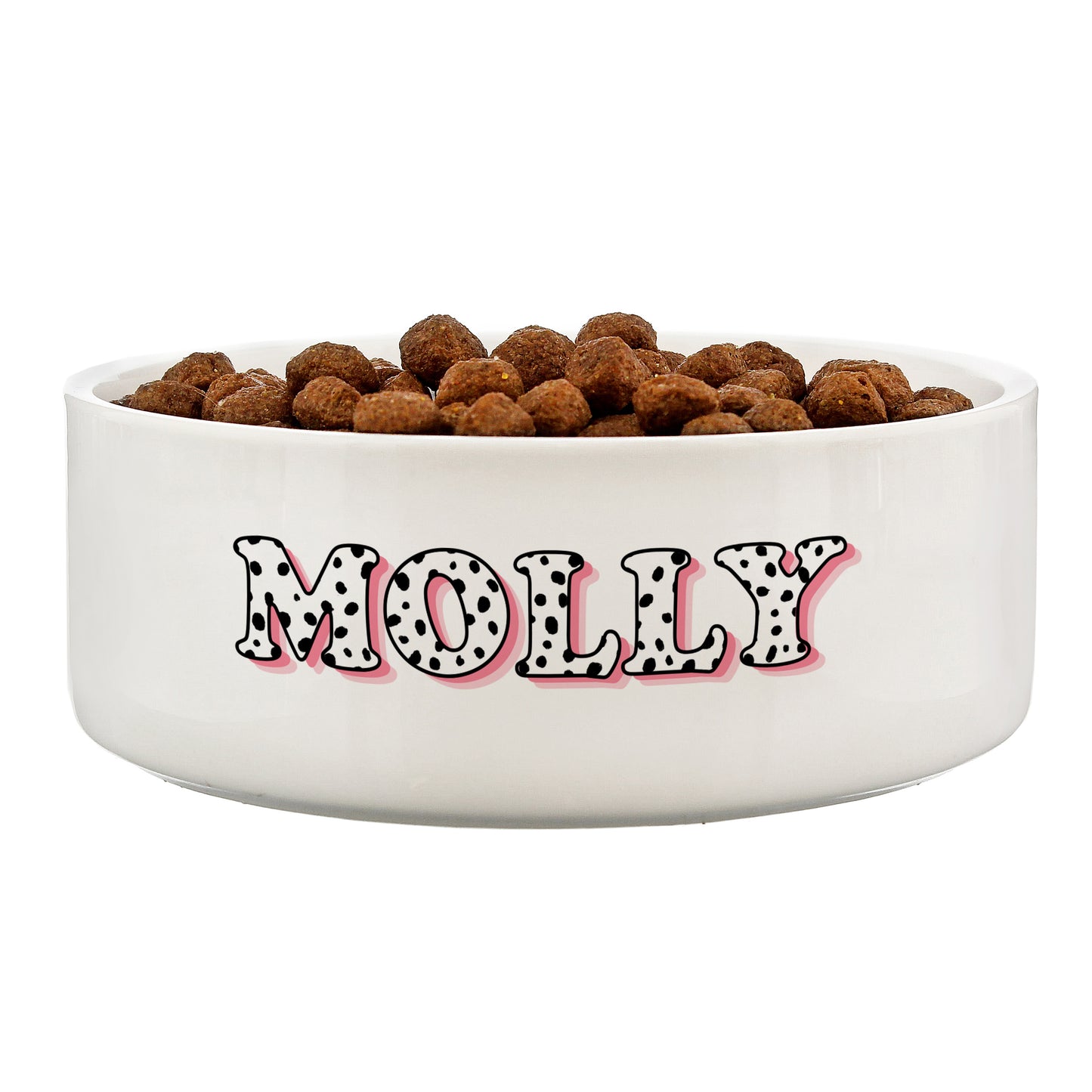 Personalised Pink Spots Name 14cm Medium Pet Bowl