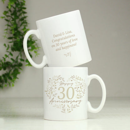 Personalised 30th Pearl Wedding Anniversary Mug