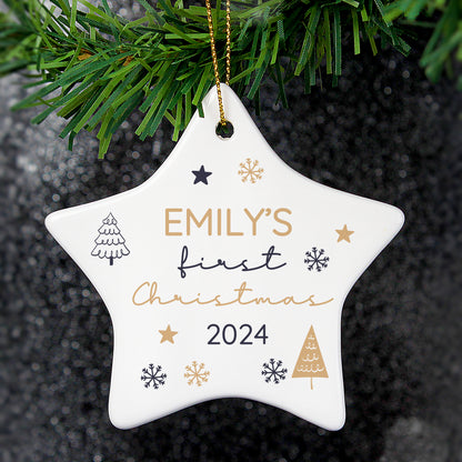 Personalised First Christmas Star Christmas Tree Decoration