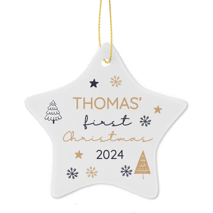 Personalised First Christmas Star Christmas Tree Decoration