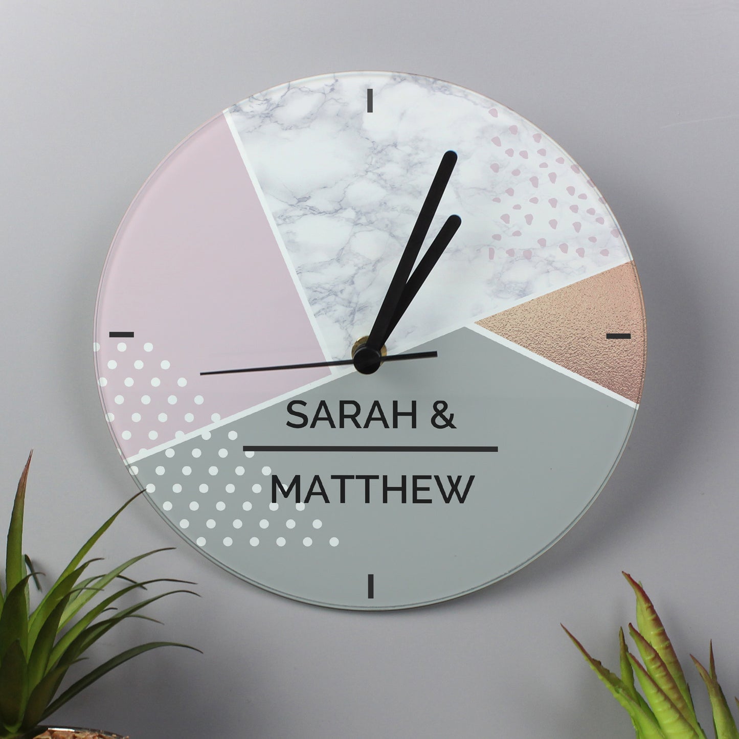 Personalised Geometric Glass Clock