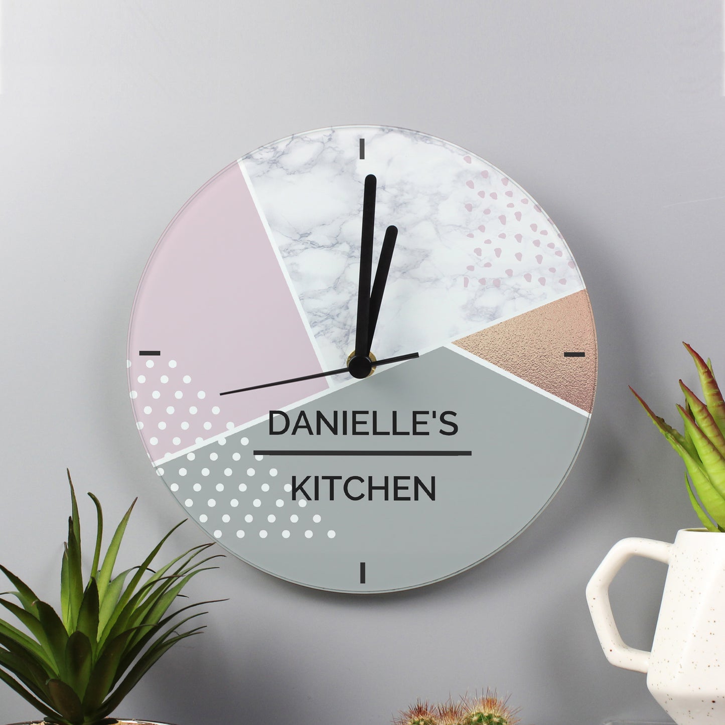 Personalised Geometric Glass Clock