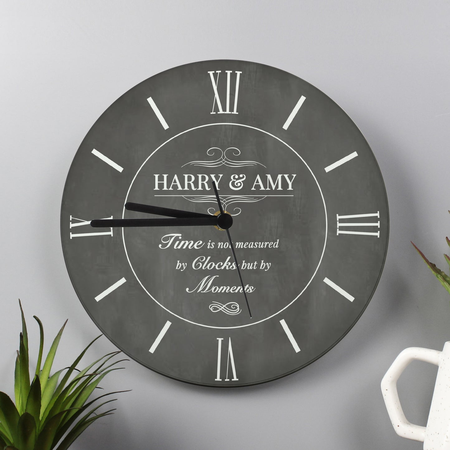 Personalised Measured In Moments Glass Clock