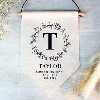 Personalised Floral Leaf Hanging Banner