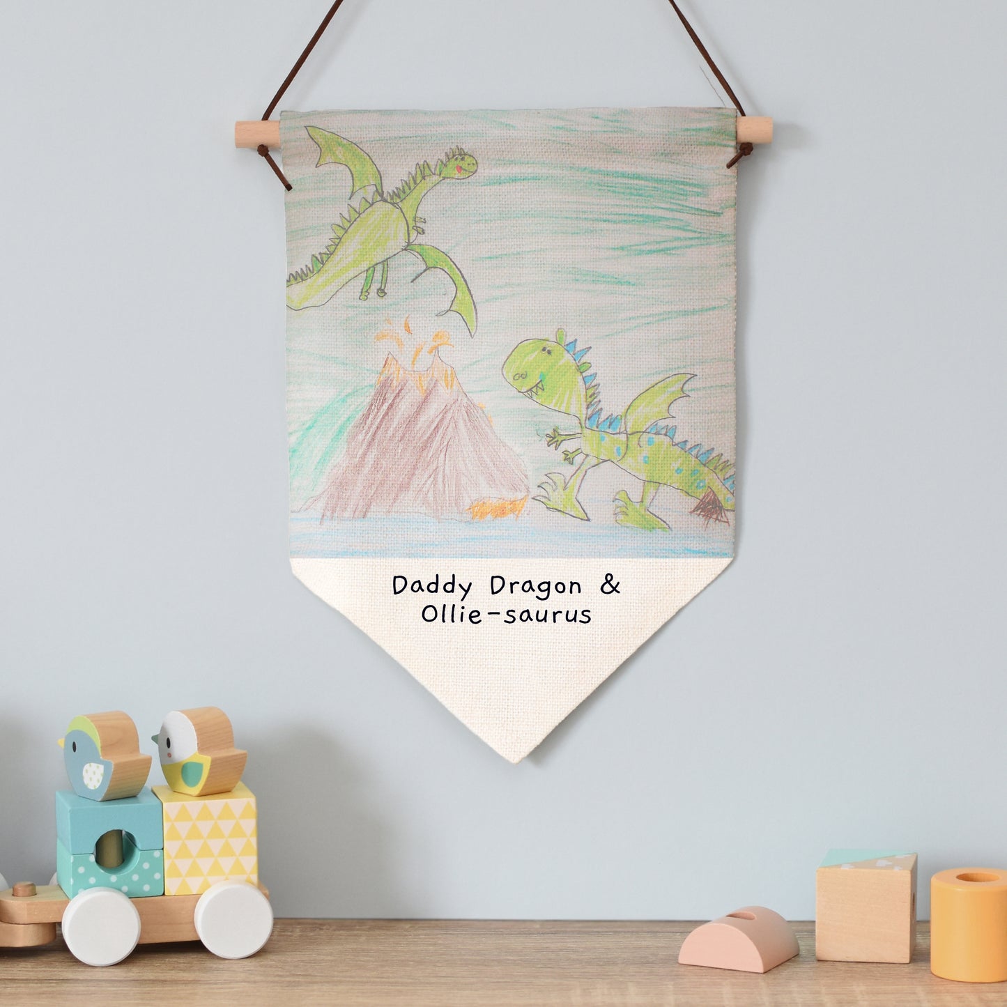 Personalised Childrens Drawing Photo Upload Hanging Banner