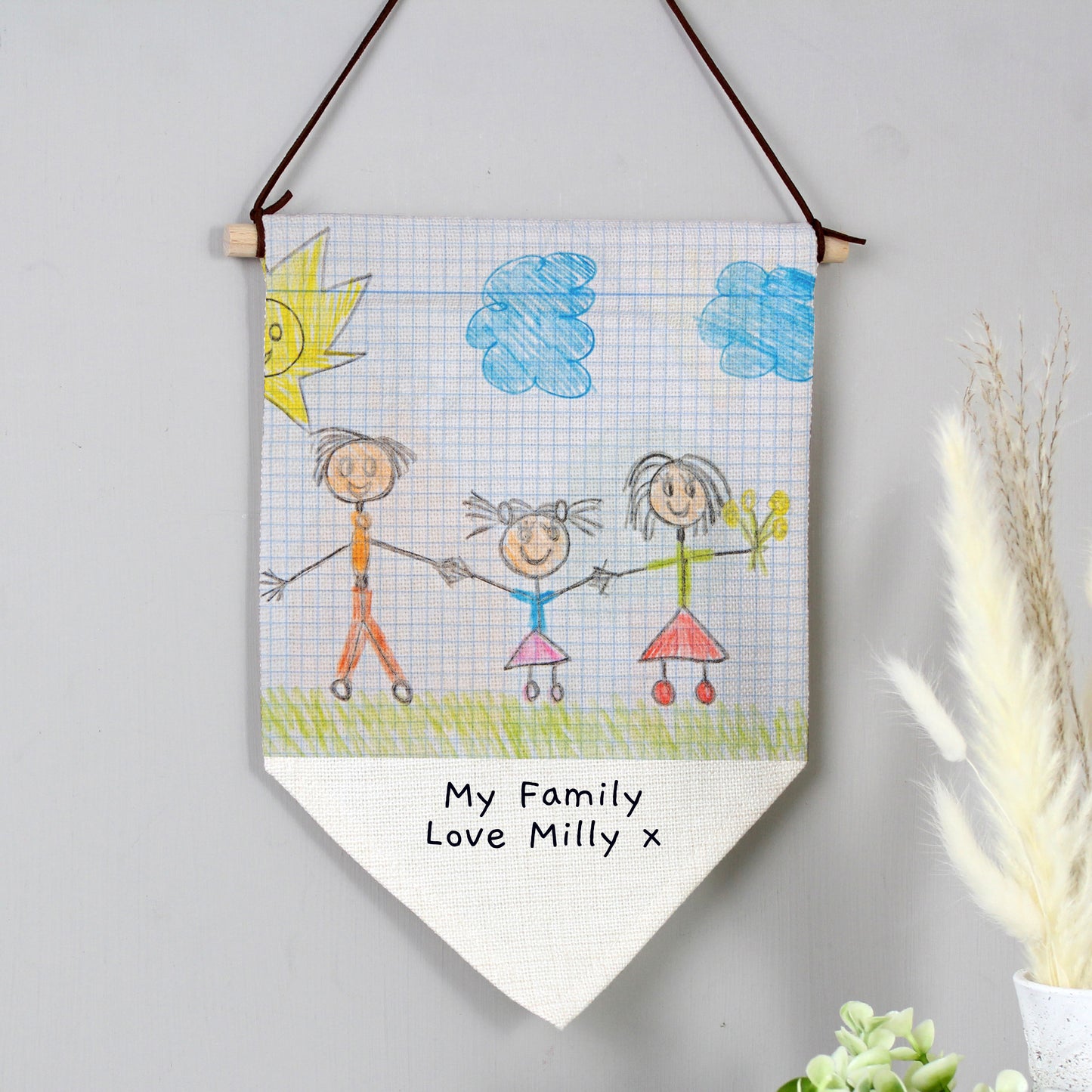 Personalised Childrens Drawing Photo Upload Hanging Banner