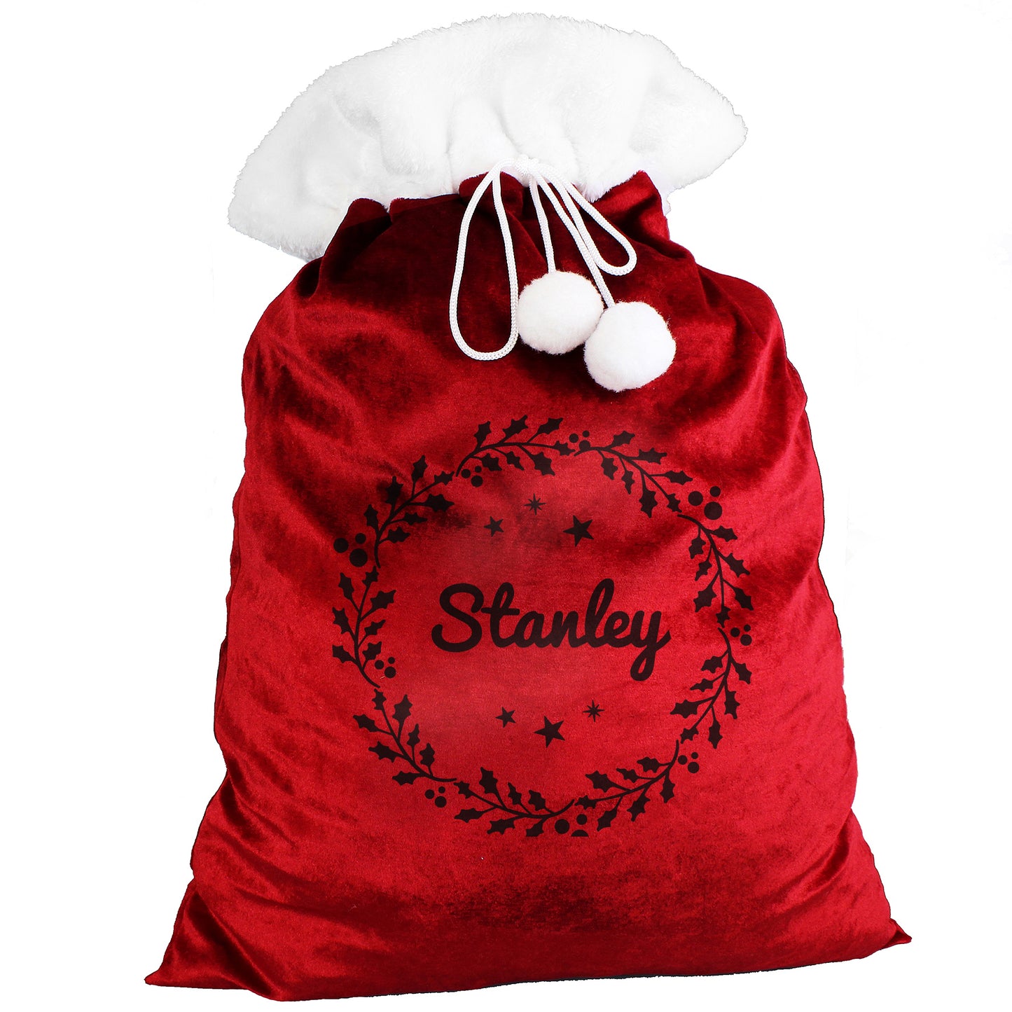 Personalised Holly Red Christmas Sack