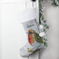 Personalised Robin Silver Grey Stocking