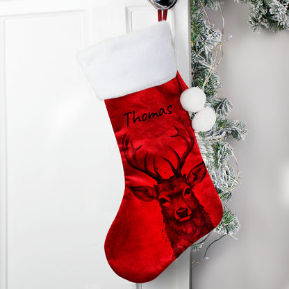 Personalised Stag Red Stocking