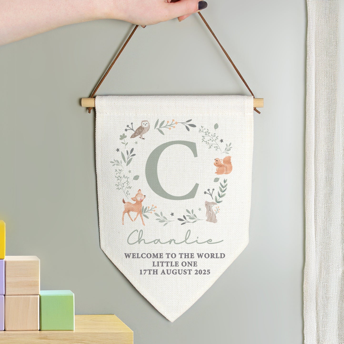 Personalised New Baby Wall Art Banner