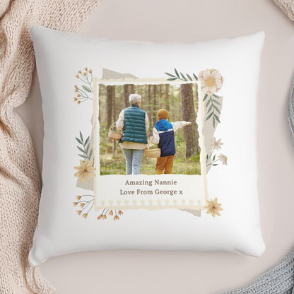 Personalised Wild Flowers Photo Upload Cushion