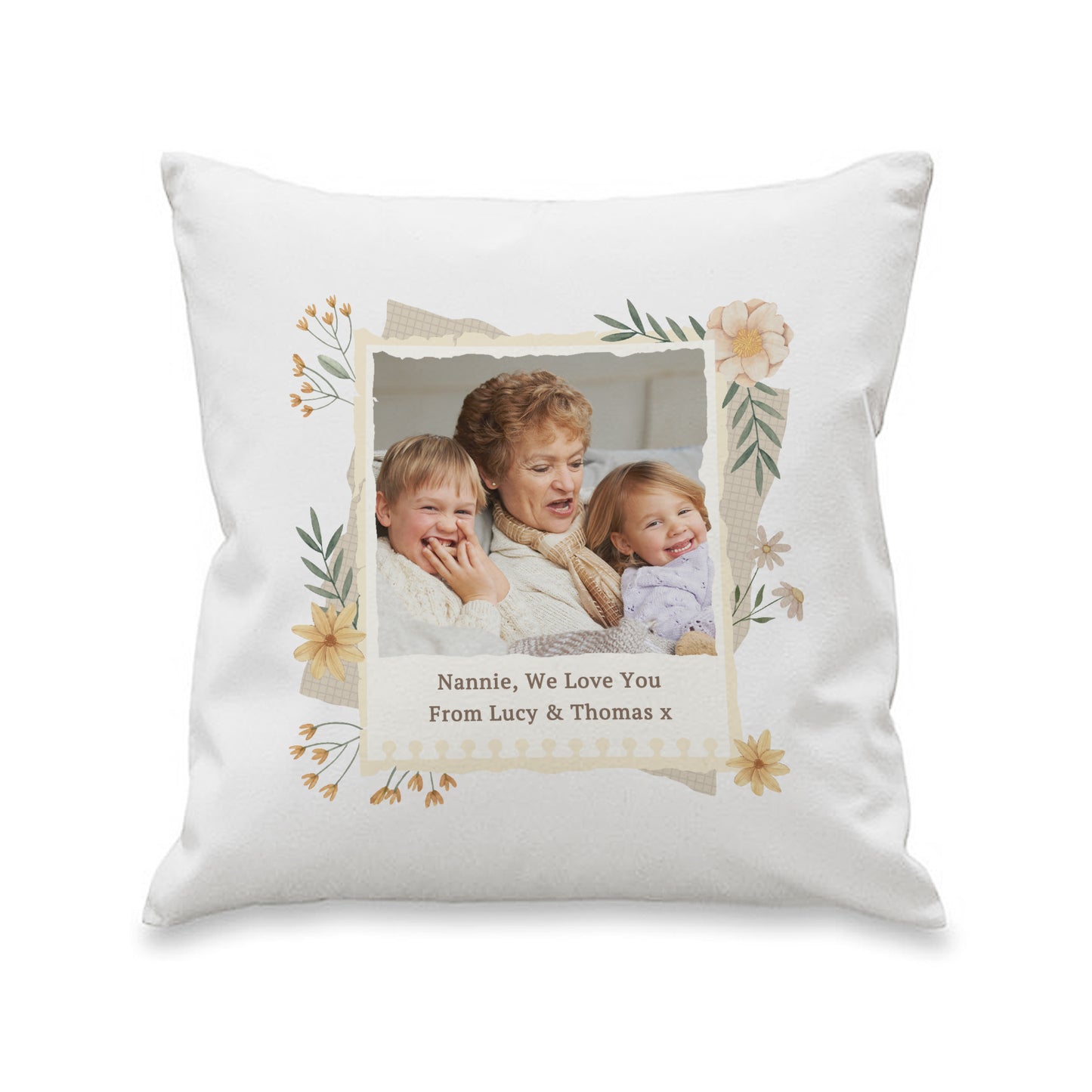 Personalised Wild Flowers Photo Upload Cushion