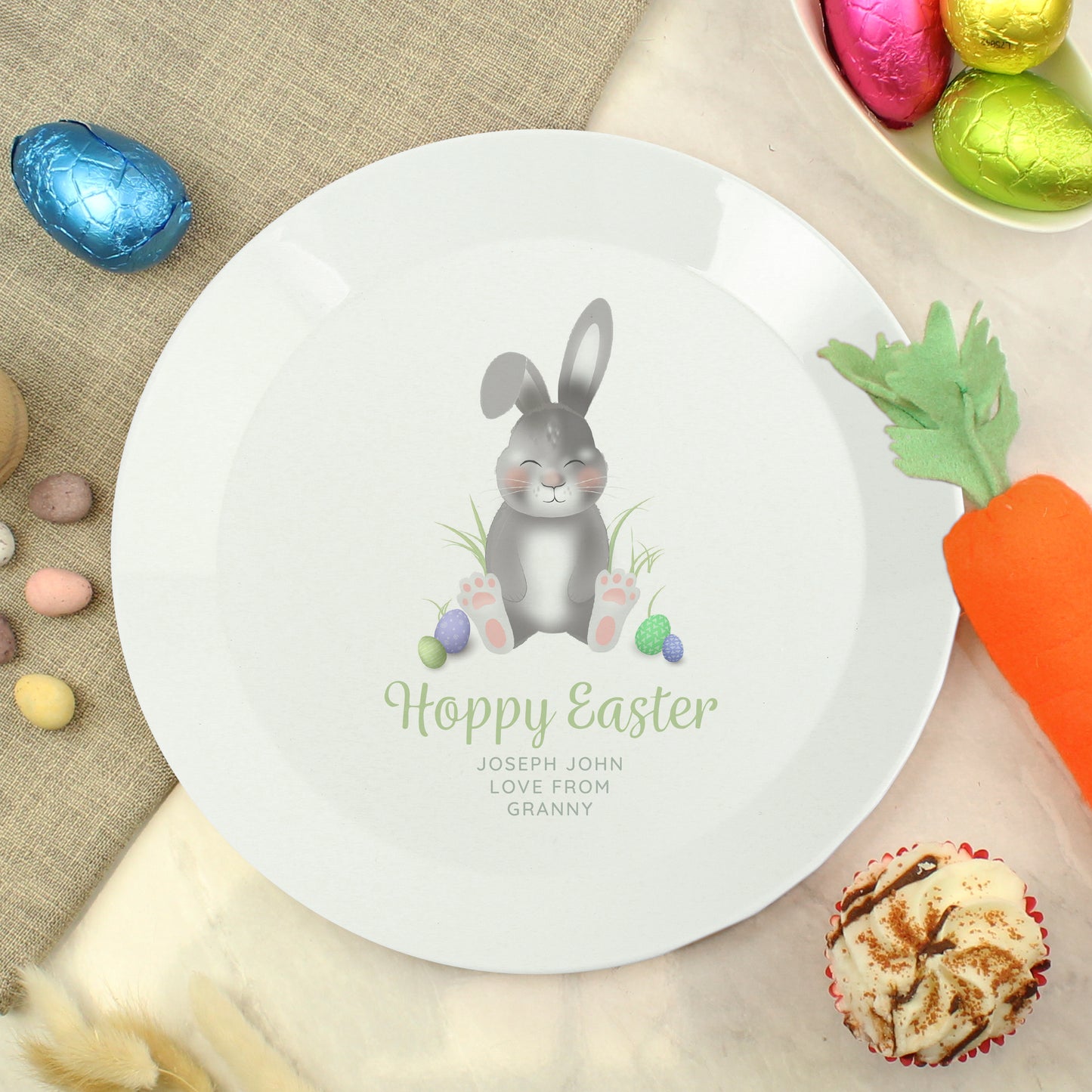 Personalised Easter Bunny Plastic Plate