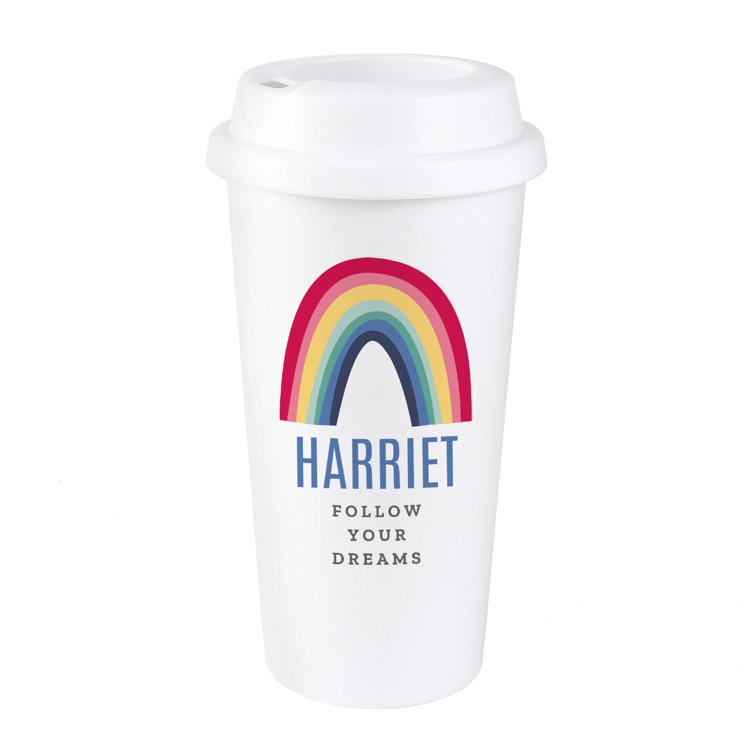 Personalised Rainbow Insulated Reusable Eco Travel Cup