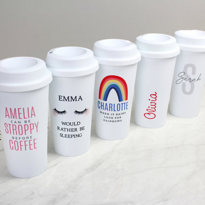 Personalised Rainbow Insulated Reusable Eco Travel Cup