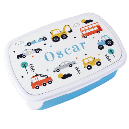 Personalised Vehicles Name Only Blue Lunch Box