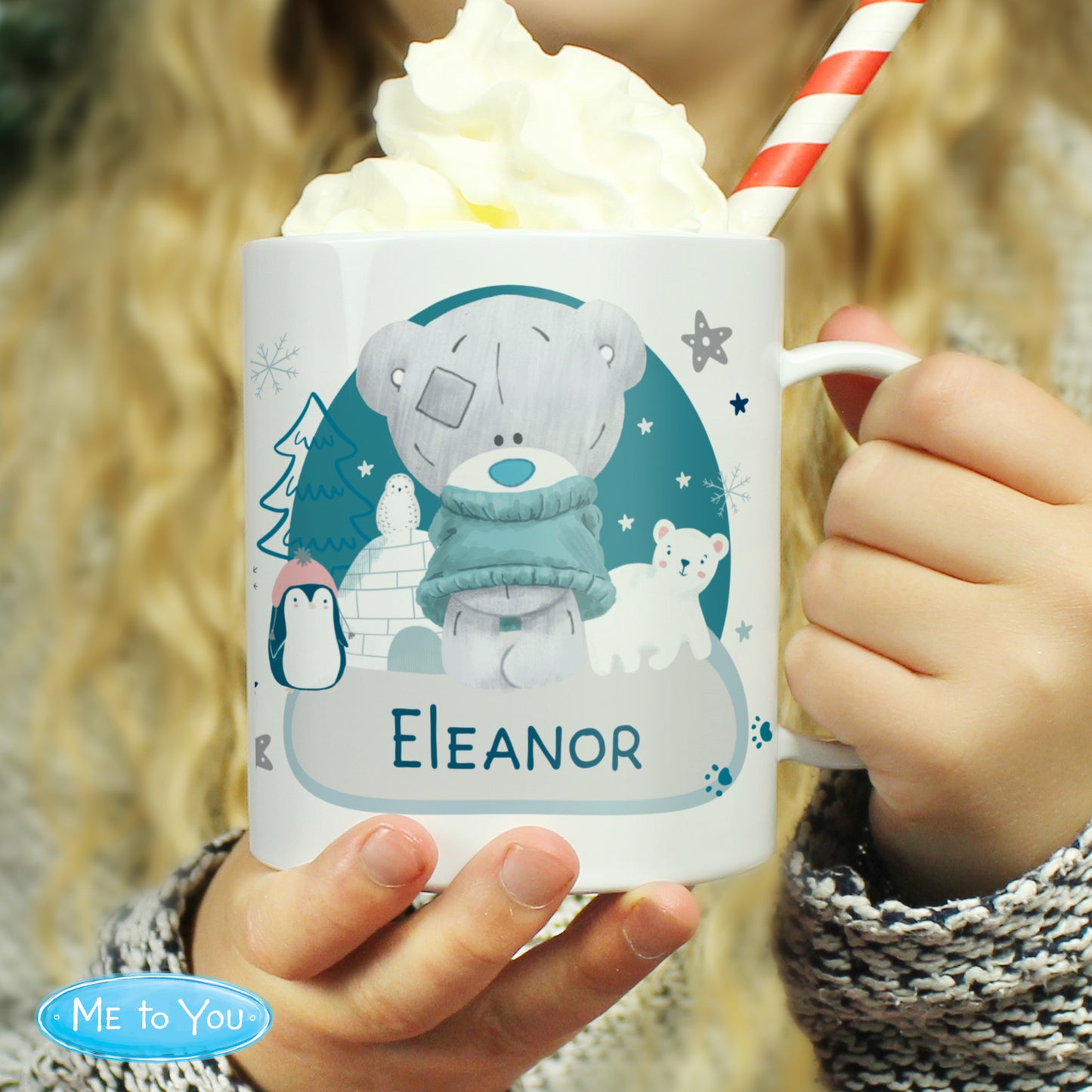 Personalised Winter Explorer Tiny Tatty Teddy Plastic Mug