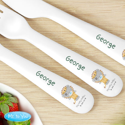 Personalised Tiny Tatty Teddy Jungle Animals Plastic 3 Piece Cutlery Set