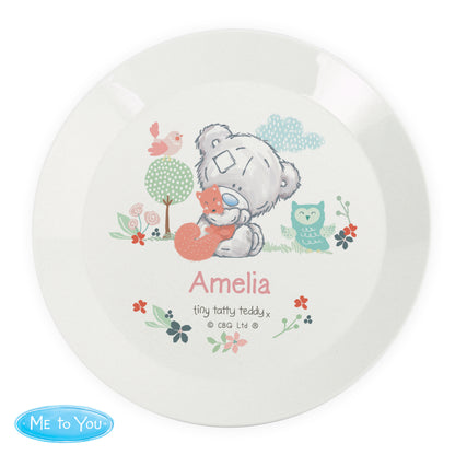 Personalised Tiny Tatty Teddy Woodland Animal Plastic Plate