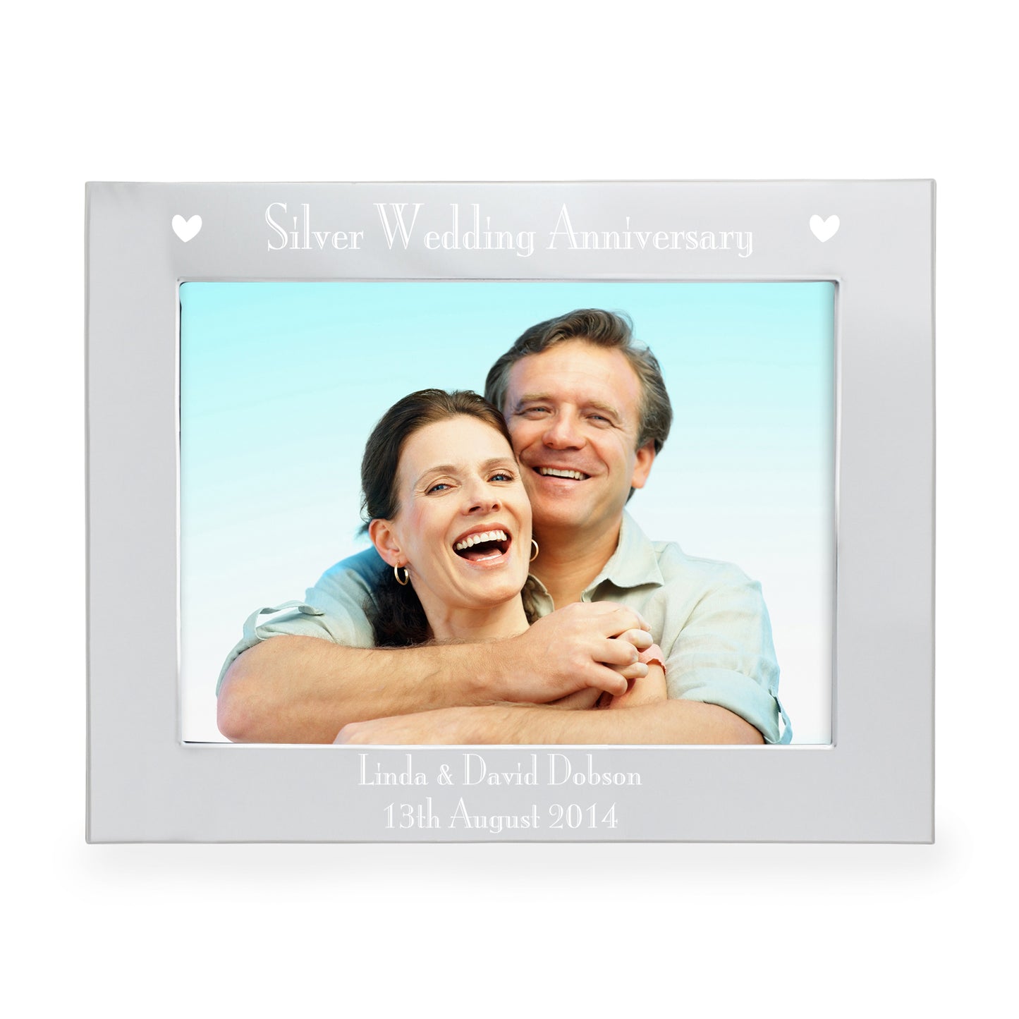 Personalised Silver Anniversary 5x7 Landscape Photo Frame