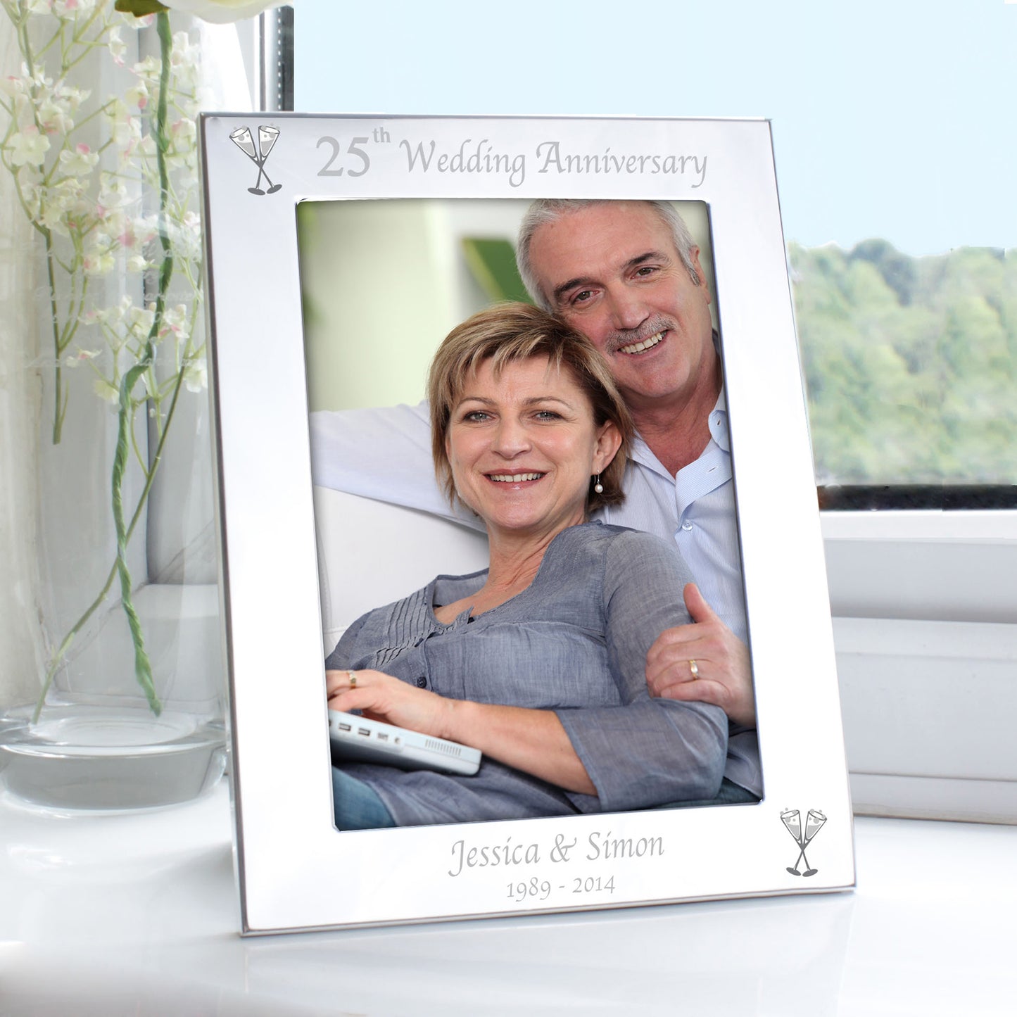 Personalised Silver 5x7 25th Wedding Anniversary Photo Frame