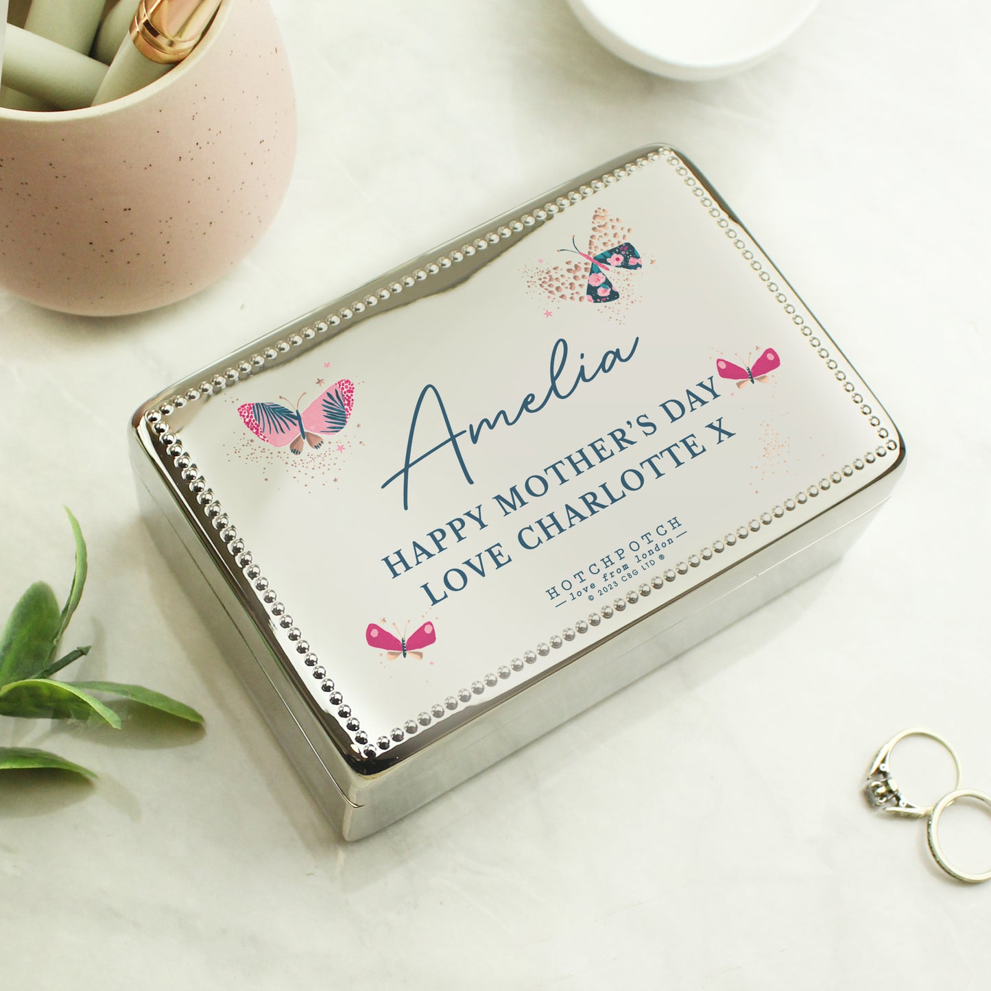 Personalised Hotchpotch Butterfly Rectangular Jewellery Box