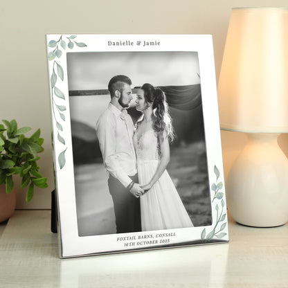 Personalised Botanical 10x8 Silver Photo Frame