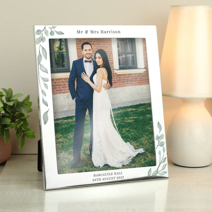 Personalised Botanical 10x8 Silver Photo Frame