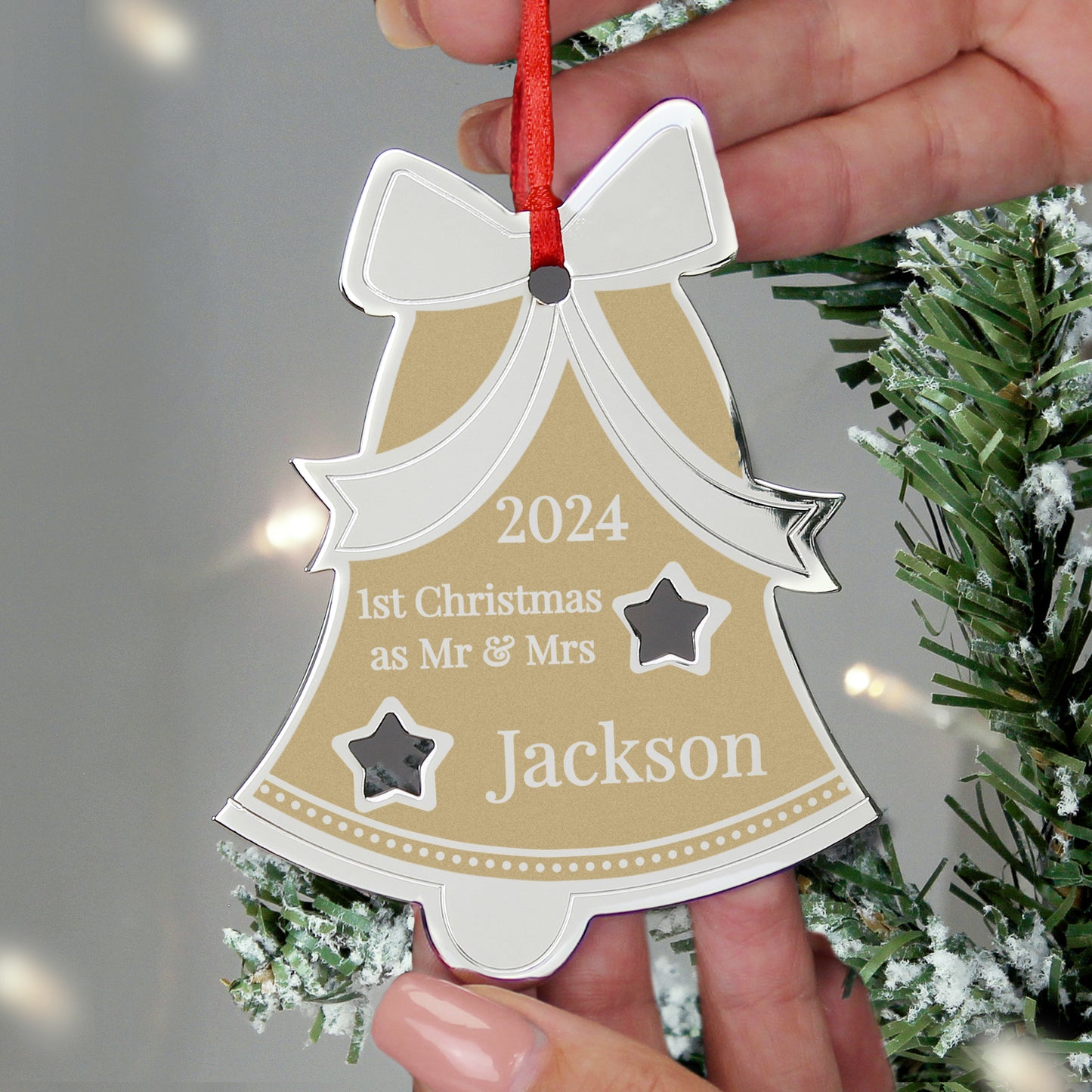 Personalised Golden Christmas Bell Decoration