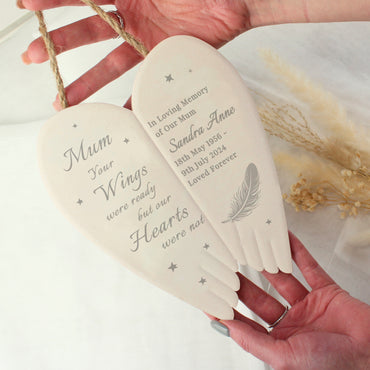 Personalised Memorial Angel Wings Hanging Ornament