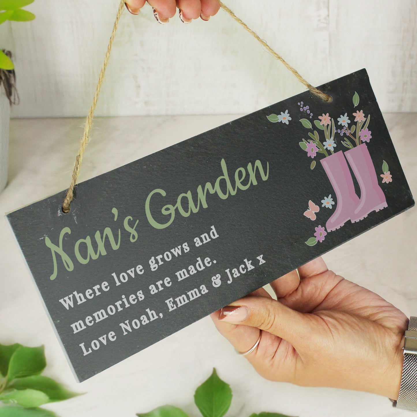 Personalised Floral Garden Slate Sign