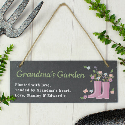 Personalised Floral Garden Slate Sign