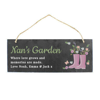 Personalised Floral Garden Slate Sign