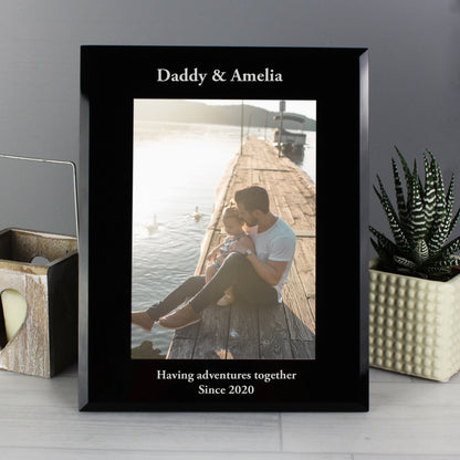 Personalised 5x7 Black Glass Photo Frame