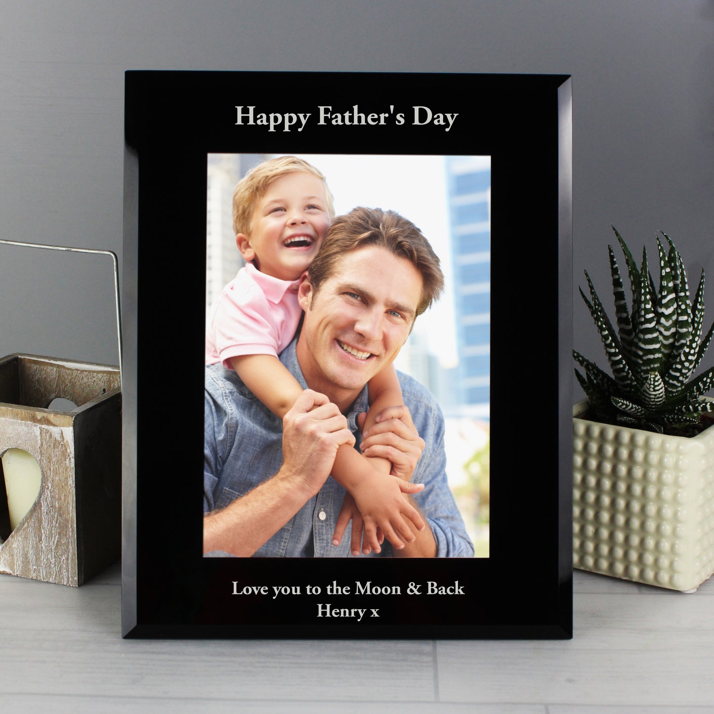 Personalised 5x7 Black Glass Photo Frame