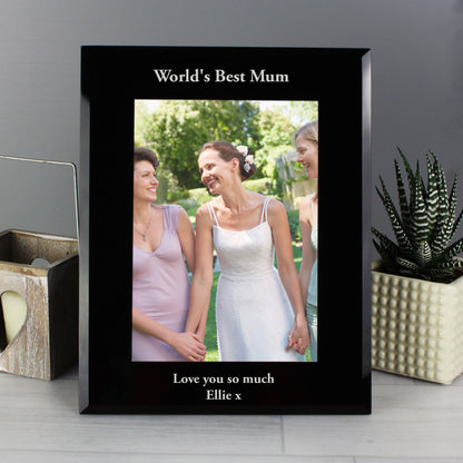 Personalised 5x7 Black Glass Photo Frame